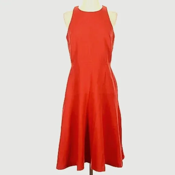 BANANA REPUBLIC | Lightweight Wool Orange Sleeveless Fit & Flare Dress Sz 8 - Picture 1 of 7